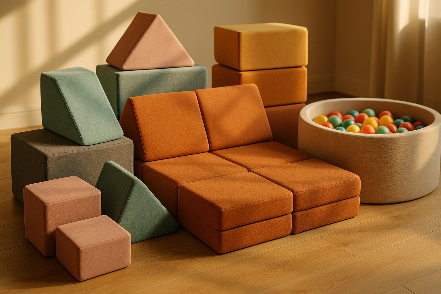 Hero 3-osainen motoristen taitojen kehittymistä edistävä rata, silmukkakangas - beige biscuit